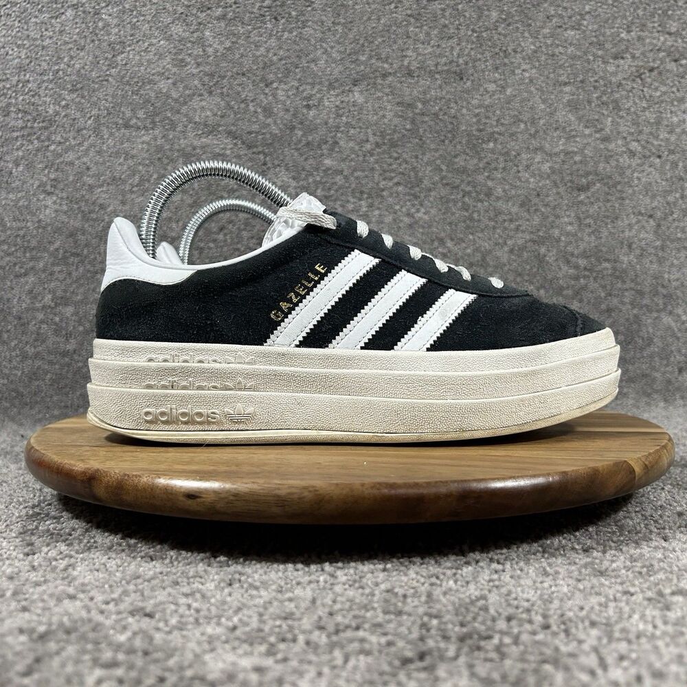 Adidas Gazelle Women's Size 7.5 Bold Black White Casual Platform Shoes Used